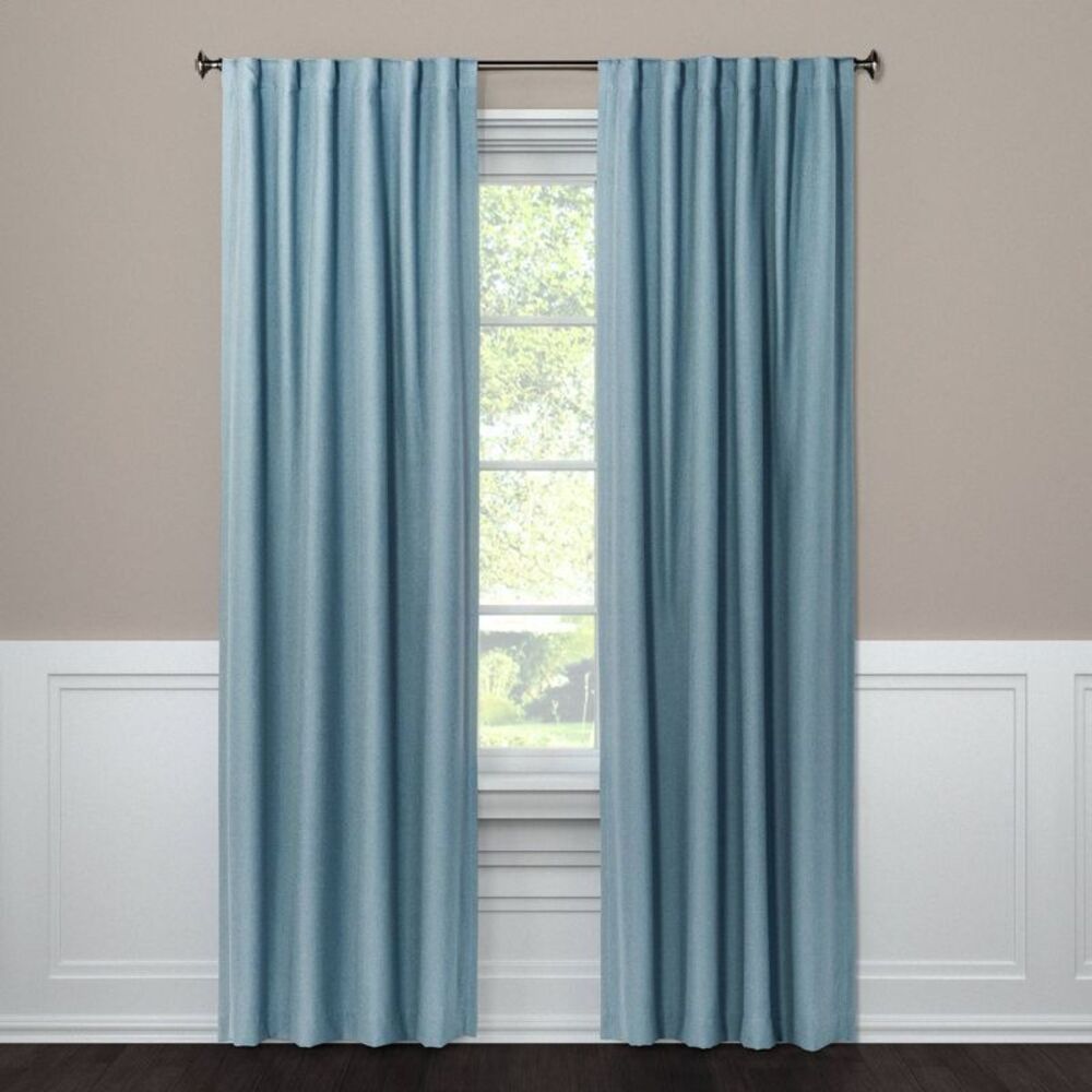 50"x108" Solid Blackout Recycled Polyester Window Curtain Panel - Blue